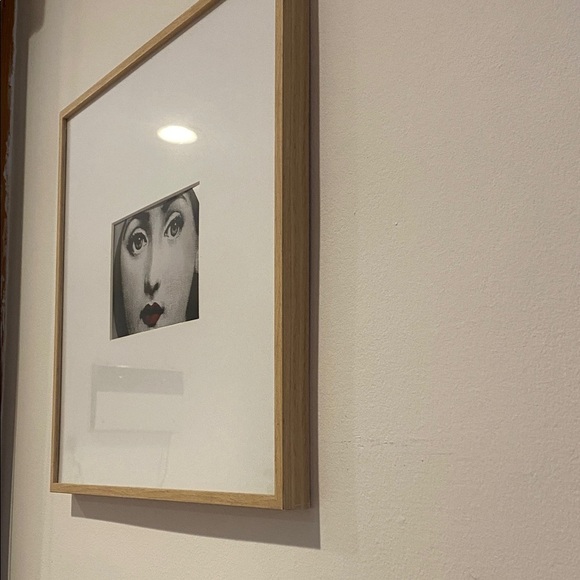 Fornasetti inspired Modern Art Print with Red Black face eye lips motifs 16x16 - Picture 5 of 8